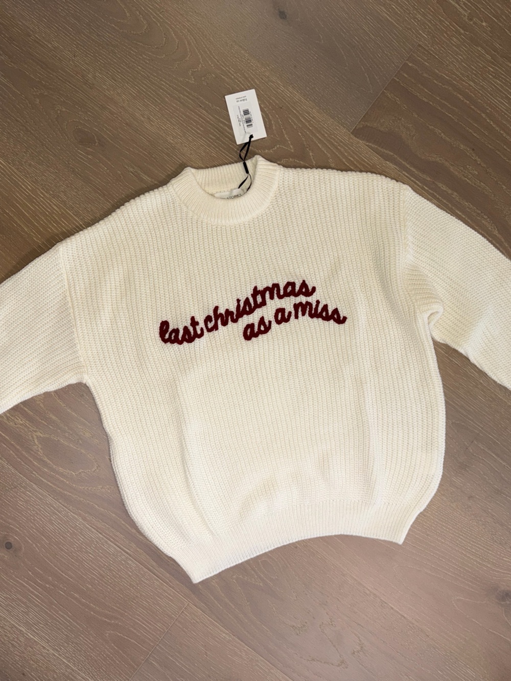Six Stories Embroidered ‘Last Christmas As A Miss’ Knit Sweater